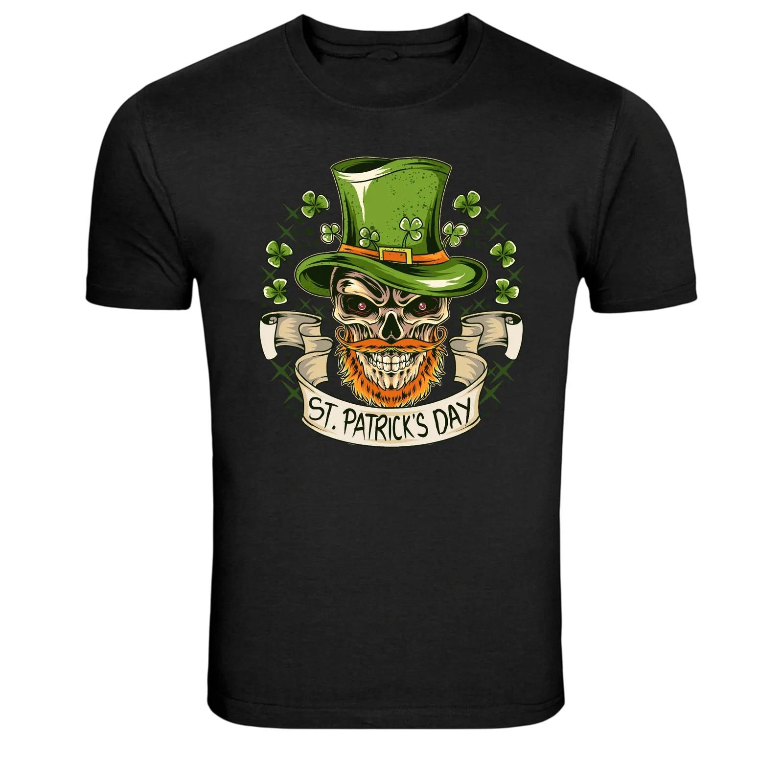 St Patricks Day Skull Leprechaun Graphic T Shirt Irish Tee XS