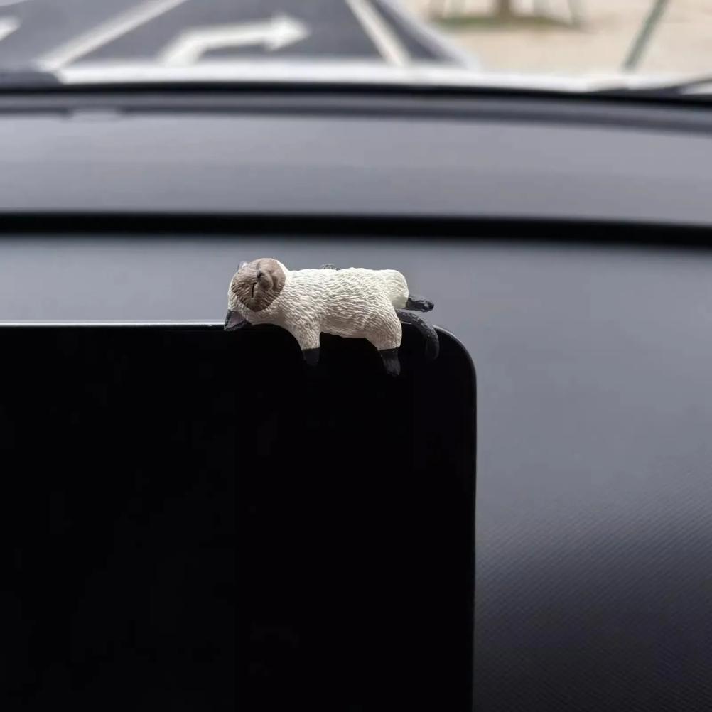 4pcs Cute Kitten Decoration Creative Sleeping Cat Doll Automobile Screen Ornaments Toys Cat Micro Landscape Decoration Gifts