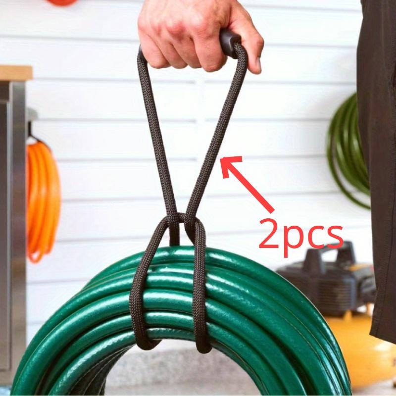 

2 шт. Сверхпрочный нейлоновый ремень для хранения с удобной ручкой - Универсальный органайзер для шнуров и шлангов для дома, гаража, лодки, дома на колесах - Экономия места чёрный