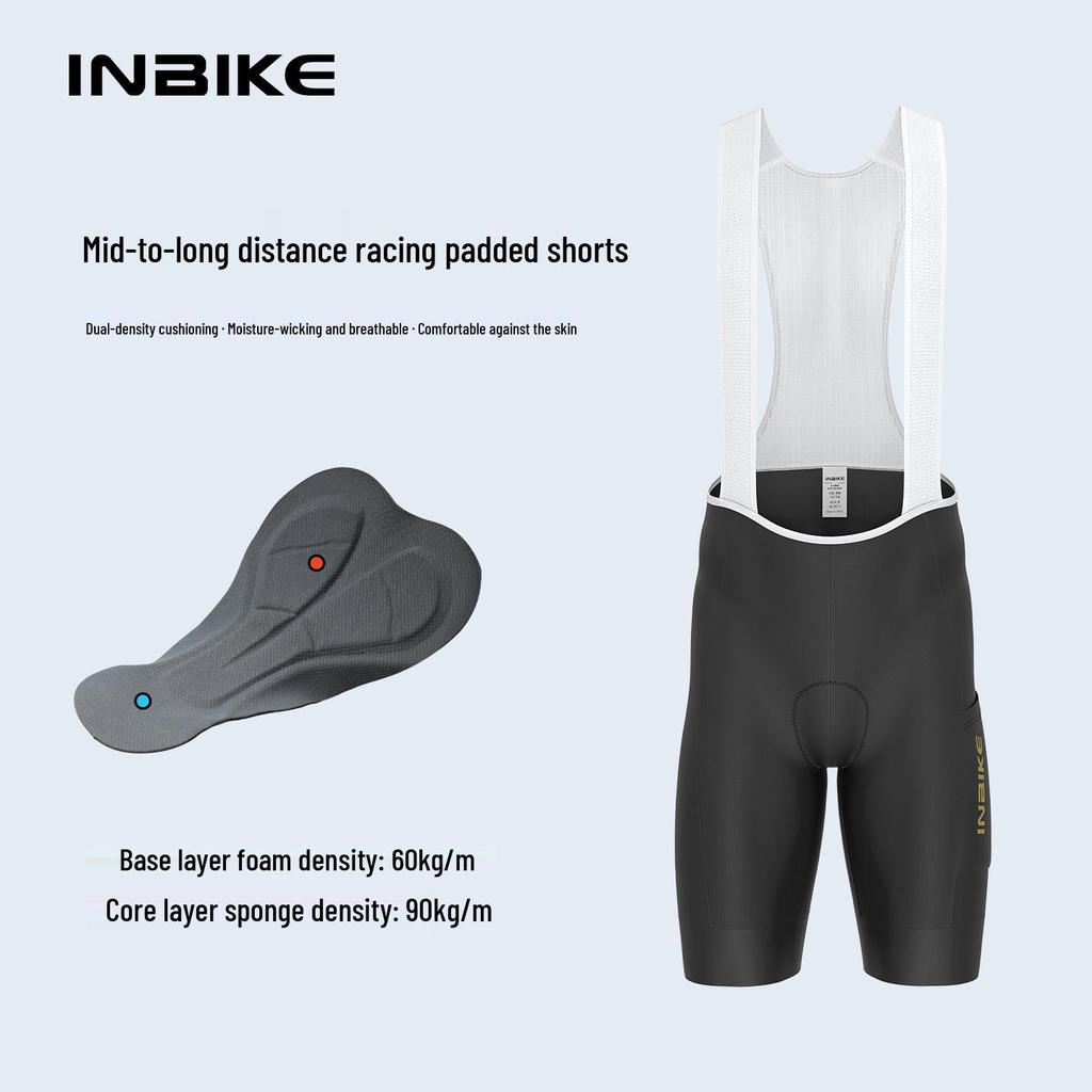 INBIKE Herren Sommer Radsport Trägerhose - Bequem, Strapazierfähig mit Professionellem Gepolstertem Sitz für Straßenradsport