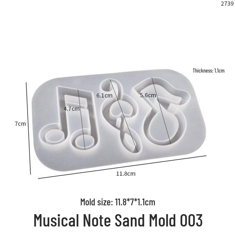 Poppy Crystal Epoxy Music Note Guitar & Piano Pendant Silicone Mold