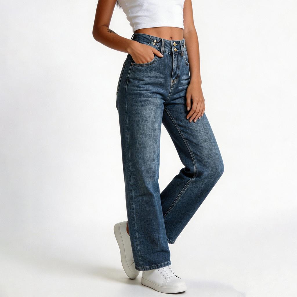 Women's Casual Straight Leg Jeans with Drape Fit for Everyday Wear