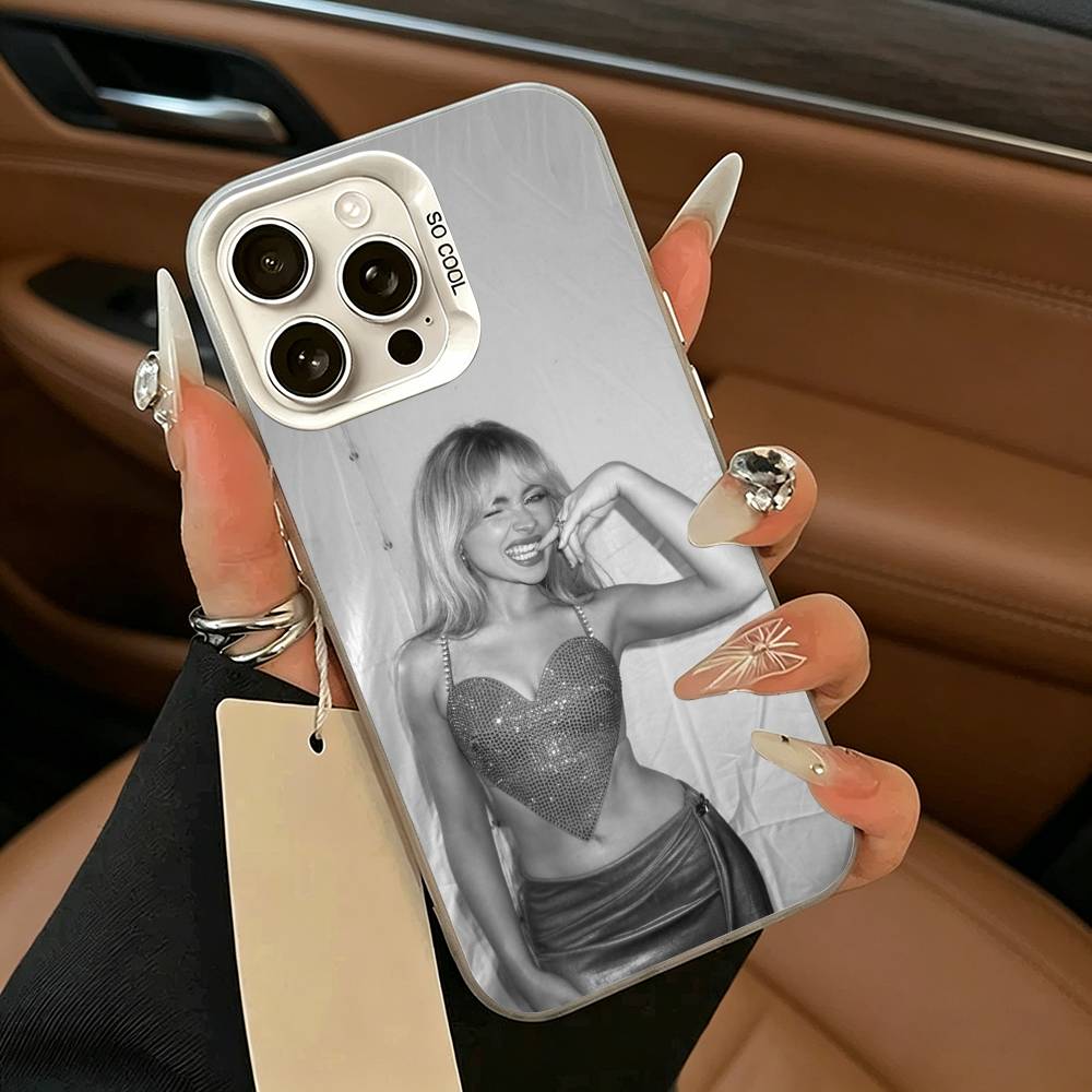 Coque de téléphone Singer S-Sabrina C-Carpenter Pour iPhone 17,16,15,14,13,12,11 Plus,Pro Max,XS,Blanc Argenté coque de téléphone