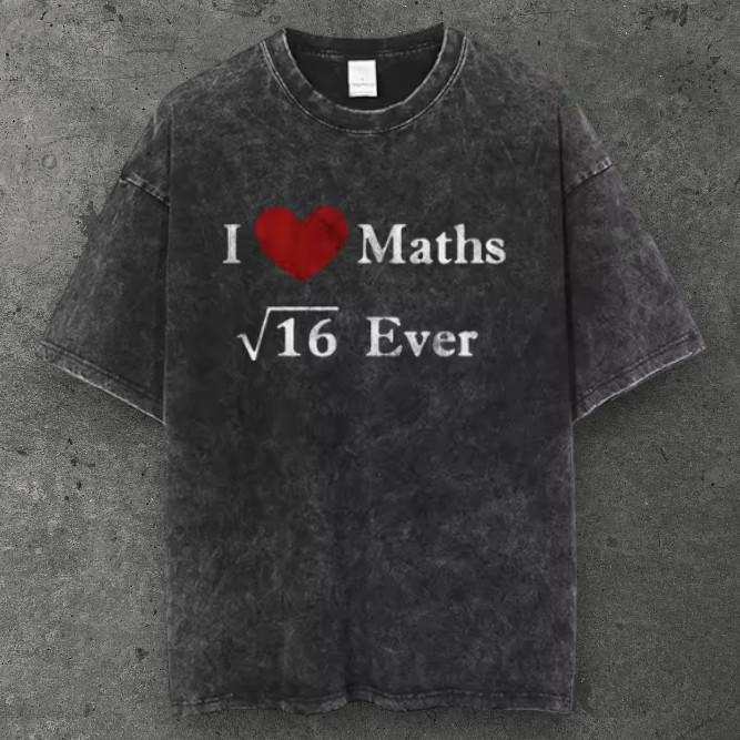 Unisex I Love Maths Oversized T Shirt Washed Black Y2K Streetwear S-3XL S разноцветный