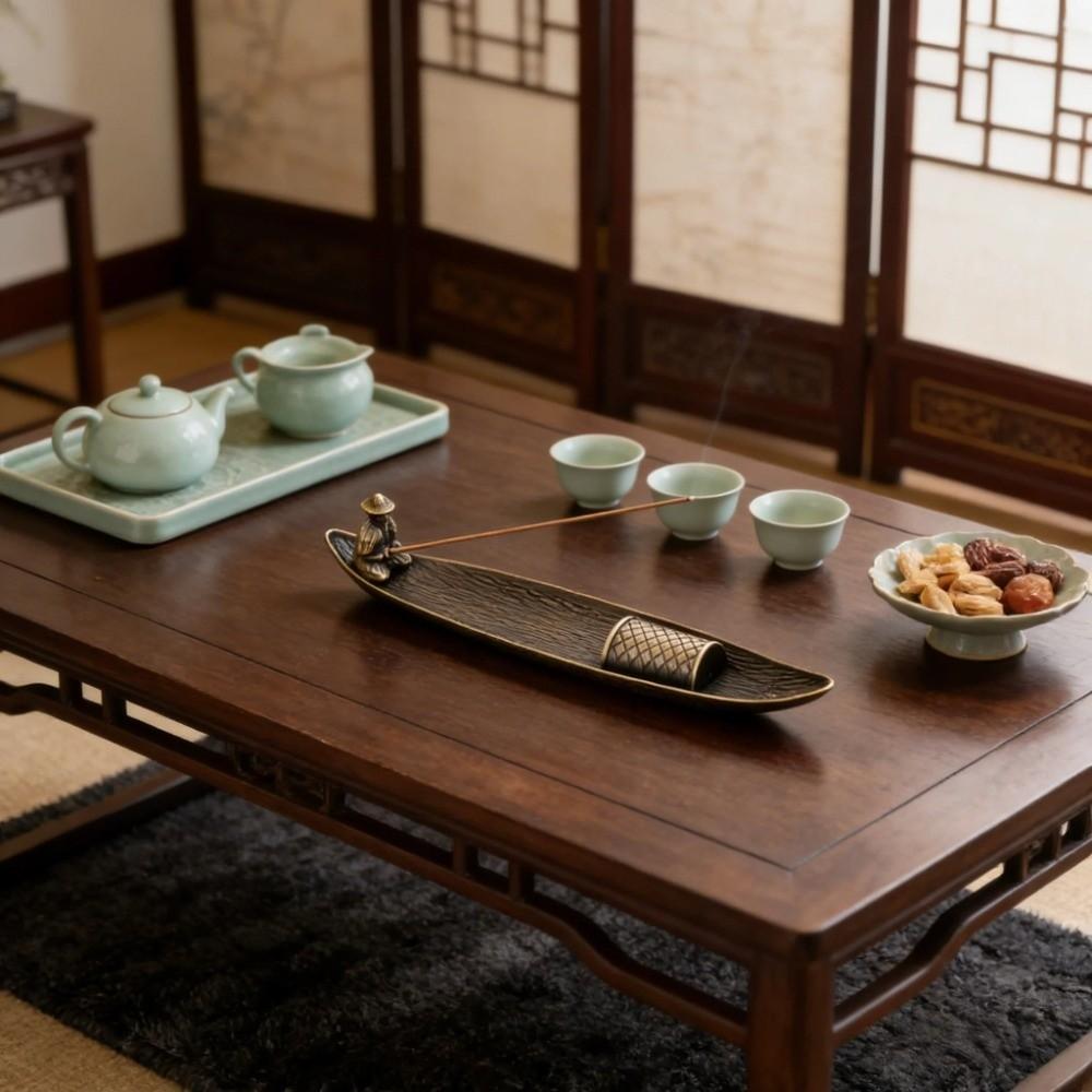Boat Shape Incense Holder Metal Incense Censer Ancient Style Incense Stick Burner Meditation Space