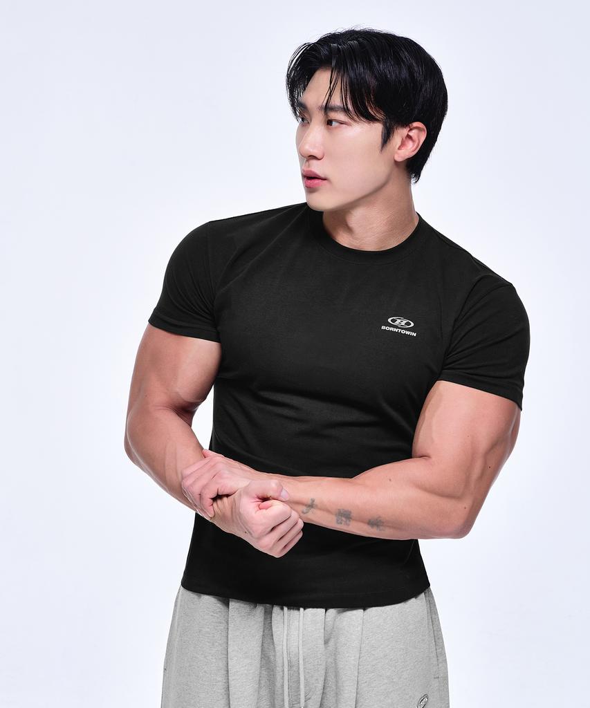 BORN TO WIN [2 Pack] Essential Pack Muscle Fit T-Shirts [Black White]