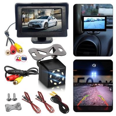 Cámara de visión trasera para coche, gran angular, pantalla LCD TFT a color de 4,3", resistente al agua, visión nocturna, marcha atrás, 2 en 1, para aparcamiento