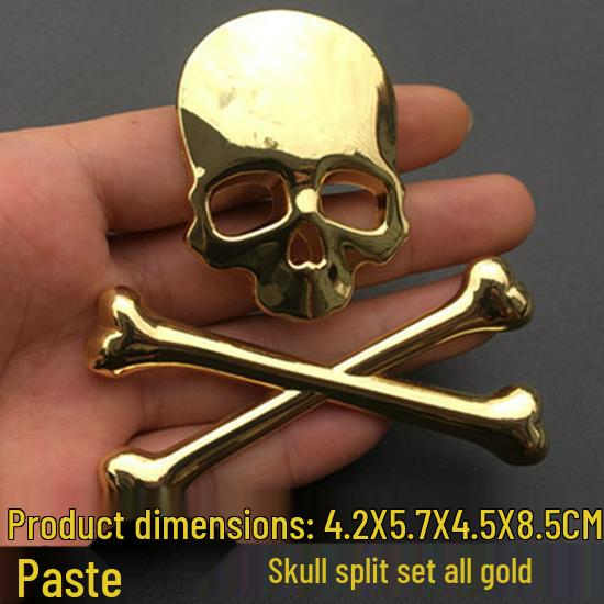 3D Metal Skull Car Emblem: Halloween Harley Hood, Tail, and Side Sticker