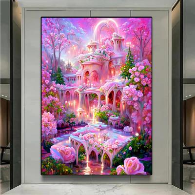 Pictură cu diamant cu mozaic complet Casa de basm 5D Broderie cu diamant Vis Trandafir Palat DIY Strass Cusatura de cruce S455