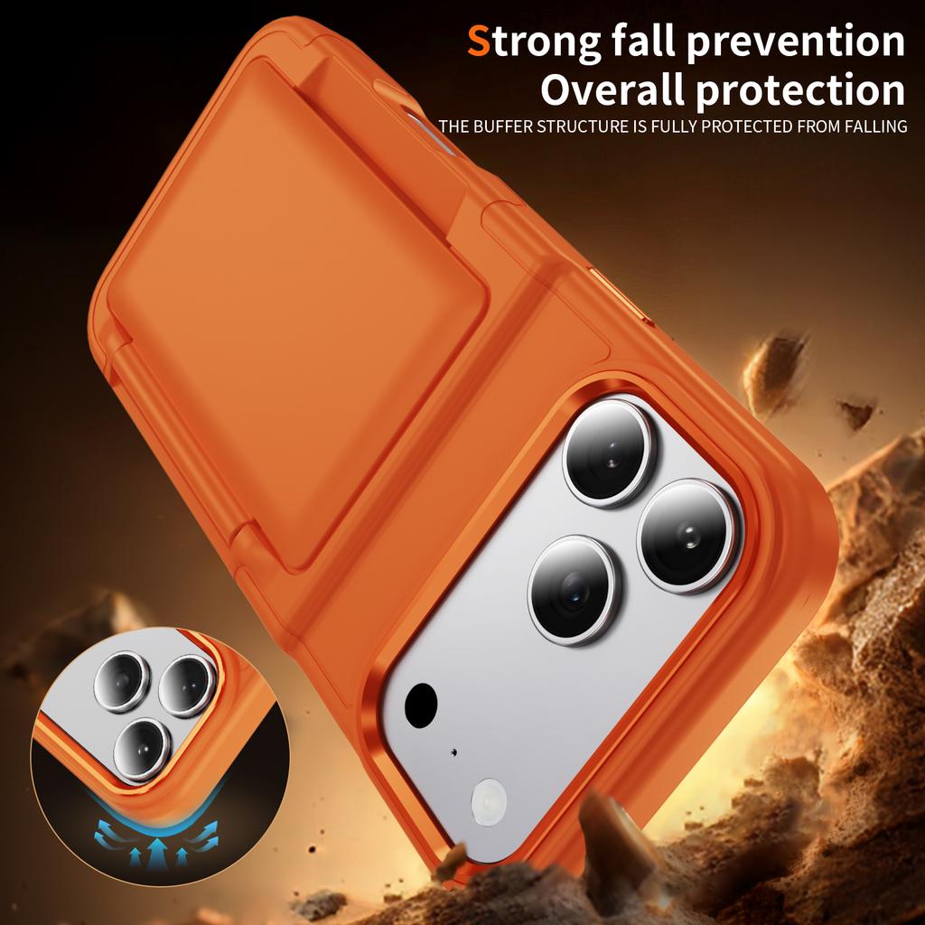 Fold Flip Anti Falling Card Slot Bag Armor Phone Case For iPhone 17 Air 16 15 14 Plus 13 12 Pro Max 11 Shockproof Hard Cover