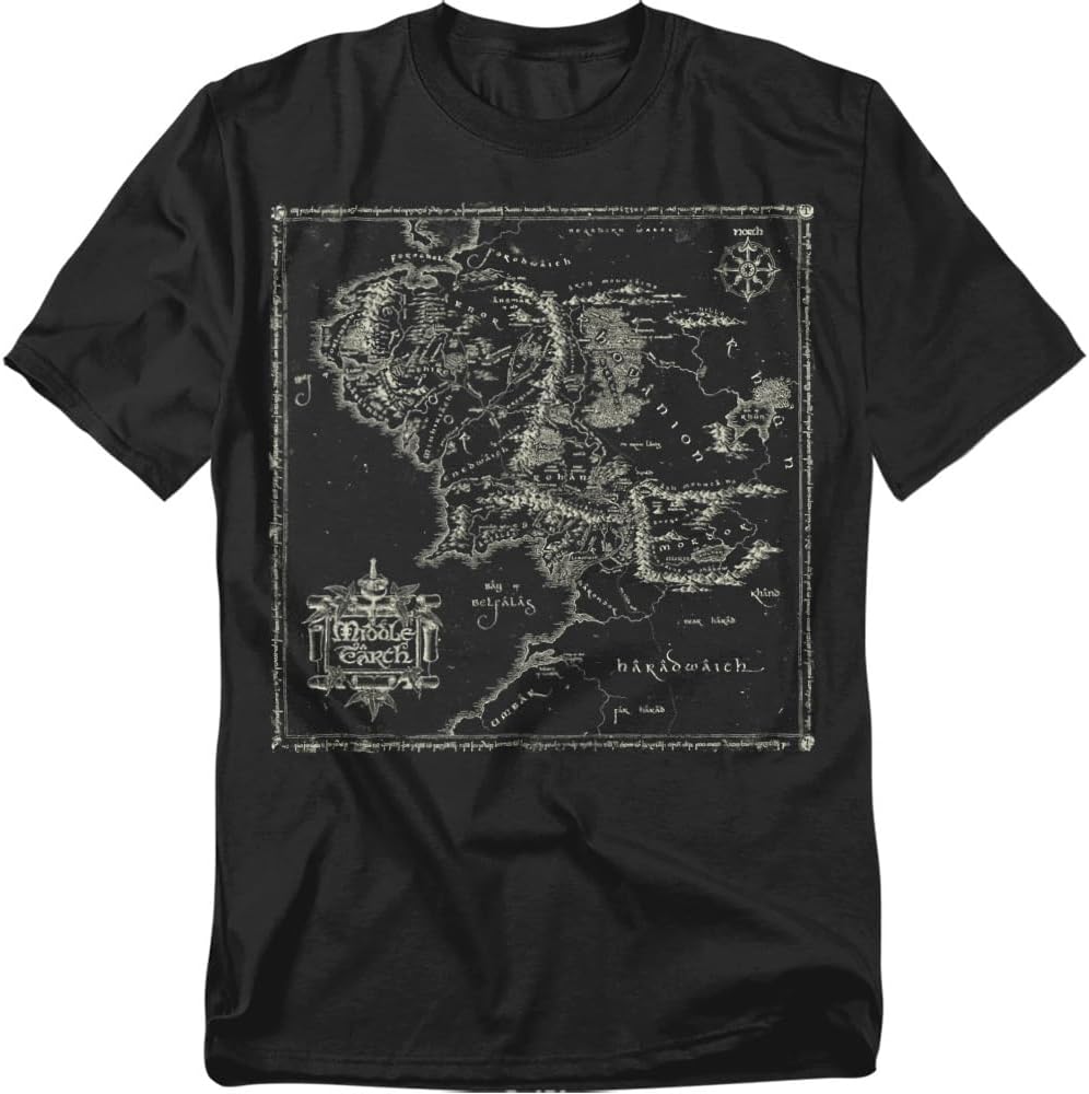 Popfunk Lord of The Rings Map of Middle Earth Unisex Adult T-Shirt S разноцветный