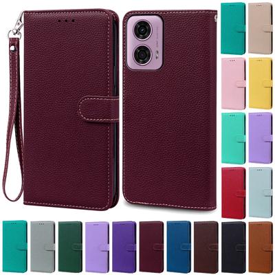 For Moto G04S Case Soft Silicone Wallet Cover For Motorola G04S Case Stand Card Holder Leather Flip Cover For Moto G04S Case