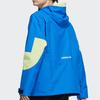 adidas Originals Trefoil Logo Print Colorblock Woven Hooded Jacket Men Outerwear Blue H07079