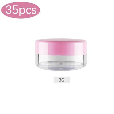 3/5/10/15/20g Cosmetic Jars 20/35pcs Black Small Plastic Makeup Pot Jar Pink Refillable Transparent Sample Bottles for Lip Blam