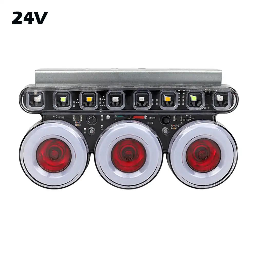 

12 В/24 В автомобильный предупреждающий фонарь, семицветный мигающий светодиодный сигнальный фонарь, водонепроницаемый стробоскоп, универсальные задние фонари для грузовиков и прицепов, аксессуары