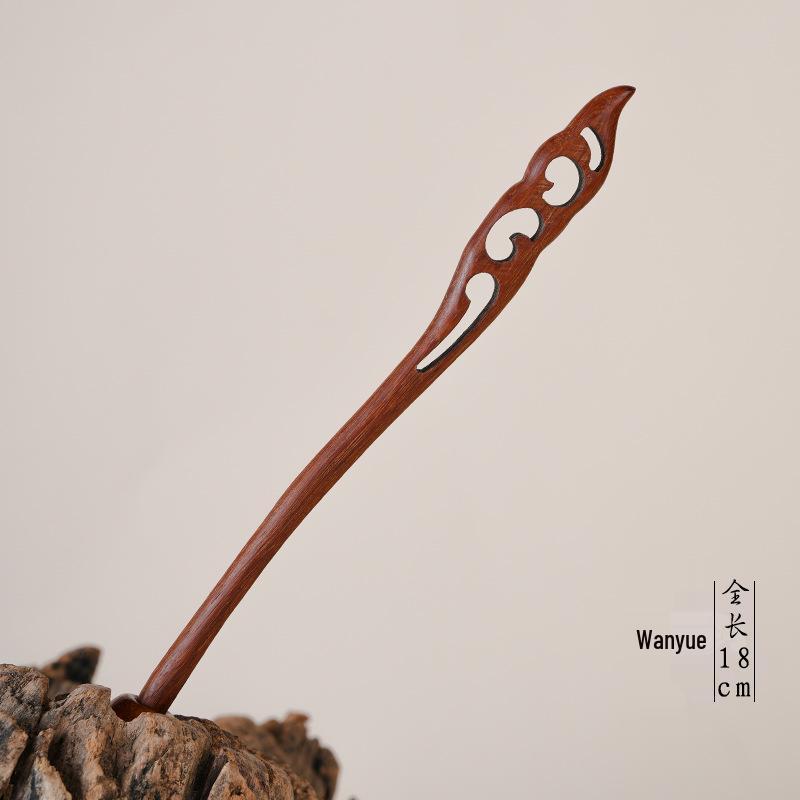 High-End Natural Ebony Wood Hairpin - Extended Chinese Ancient Style Black Hair Bun Accessory