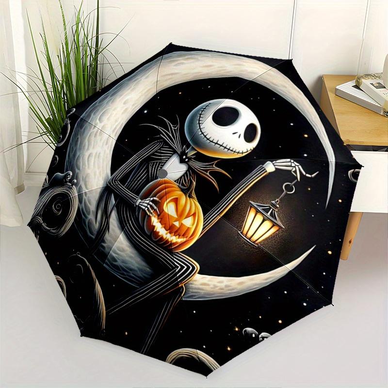 

1pc Jack Skellington Halloween Pattern Automatic 3-Fold Umbrella, 8 Steel Frames, High-Value Folding Umbrella, Suitable for Office, Travel a