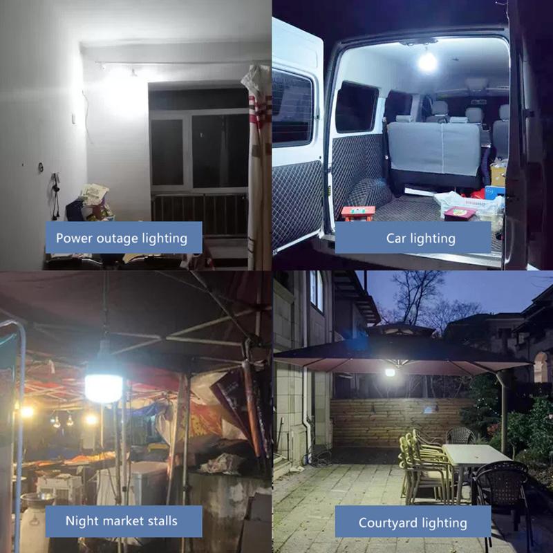 60Mm Usb Rechargeable Camping Light Bulb 3-Color Dimming Waterproof Tent Hanging Light Outdoor Hiking Picnic Fishing Light