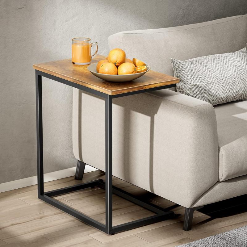 C Shaped End Table 27 Inches High, Side Table for Couch Slide Under, C Table Sofa Side End Table for Living Room