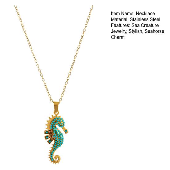Sea Creature Jewelry Stylish Necklace Stainless Steel Blue 3.2 Cm 1 Pc