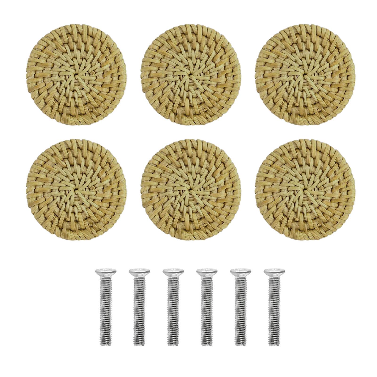 

12 шт. ручек для шкафа из ротангового дерева, удобная ручка и простая установка, ручки для мебели, для домашнего декора в естественном стиле 35MM