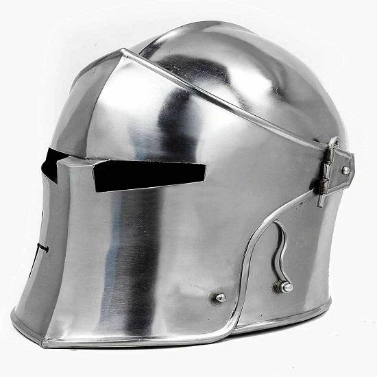Barbouta With Brushed Steel Visor Knights Templar Crusaders Armor Helmet Costume