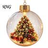 Battery Operated Christmas Ornaments Lighted Clear Ball Ornaments, Cute Santa Claus/Tree/Snowman/Angel Figure Inside Seasonal Gift with Warm Light The