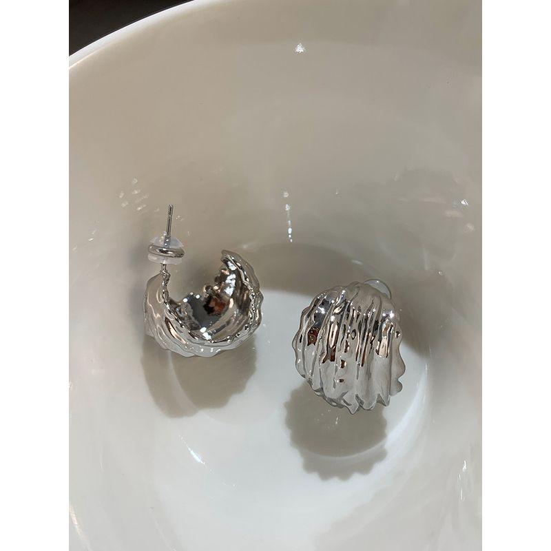 European and American-Style Irregular Silver-Color Cold Metal Earrings