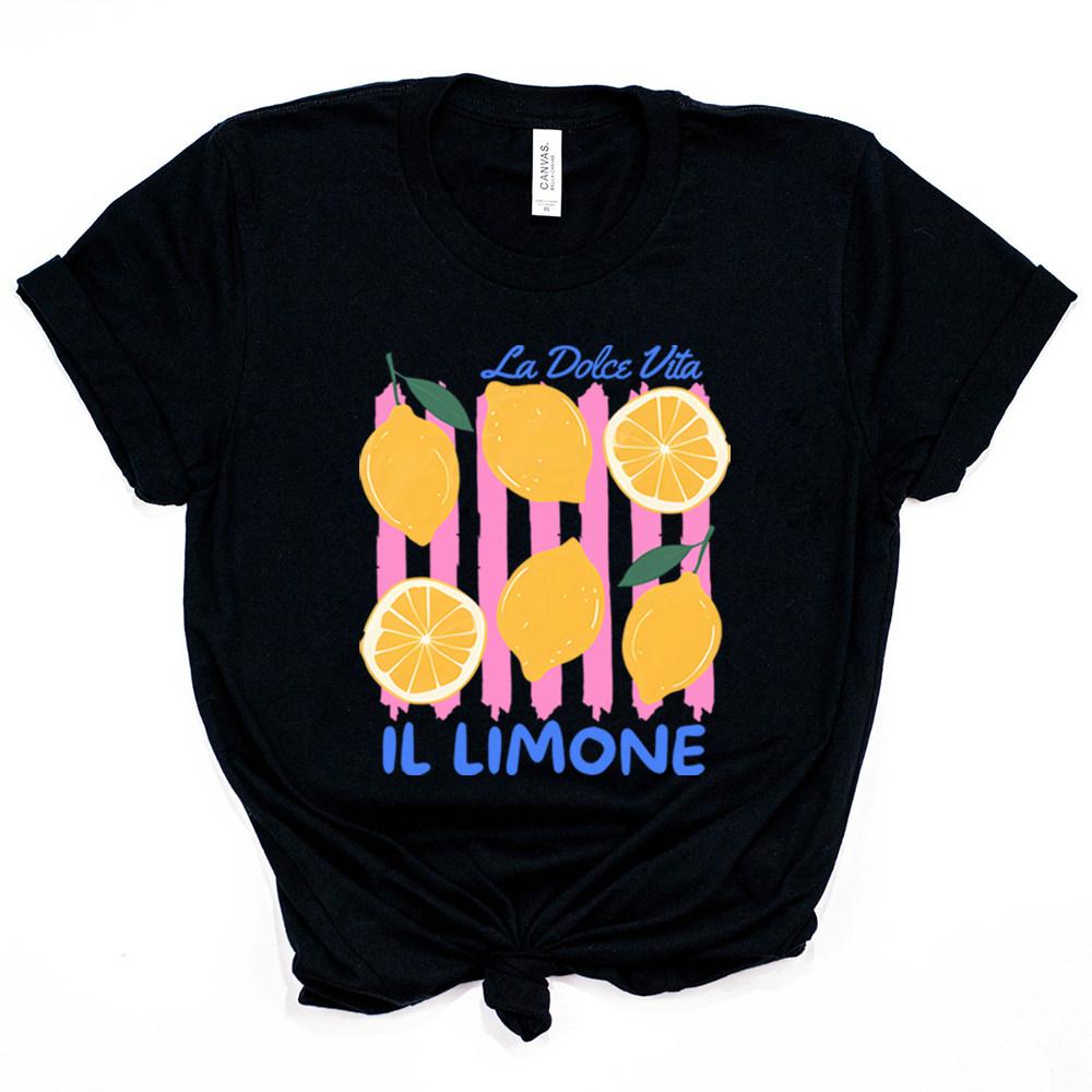 Limoncello La Dolce Vita T-Shirt Unisex Vintage Ästhetik Streetwear Italienischer Sommer Kurzarm Alltags Lässiges Oberteil