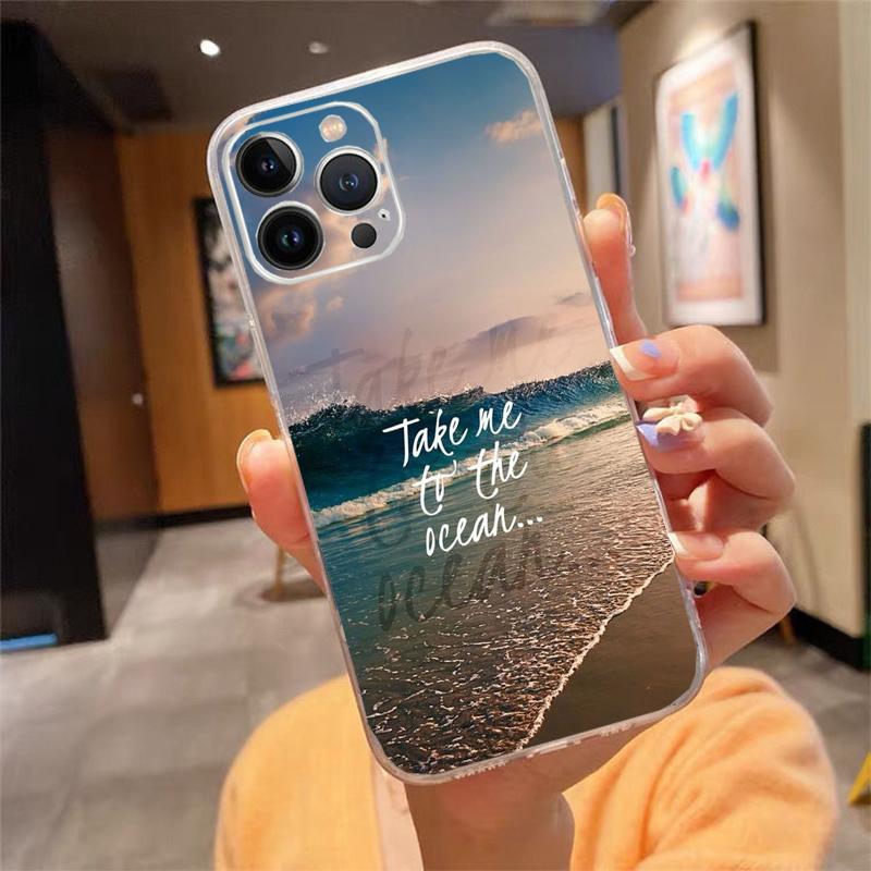 Phone Case For iphone 17 Pro Max Air 16 15 14 13 Pro Max 15 16 Pro 15Plus Travel Mountain Forest Sea Beach quotes