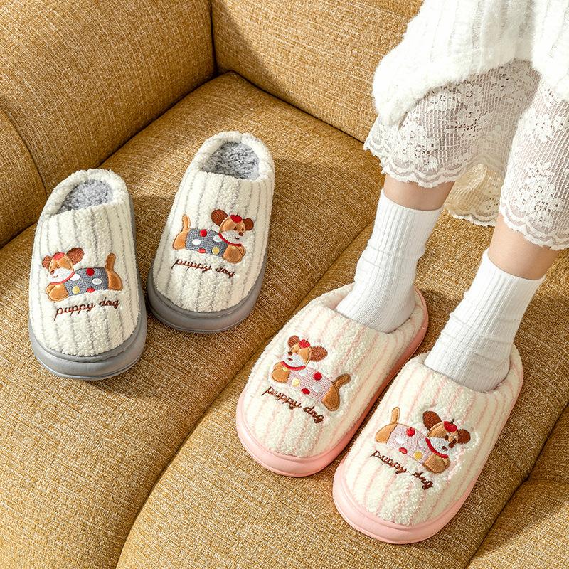 Warm Cotton Slippers for Autumn and Winter Home Couple Cotton Slippers Cartoon Cotton Slippers