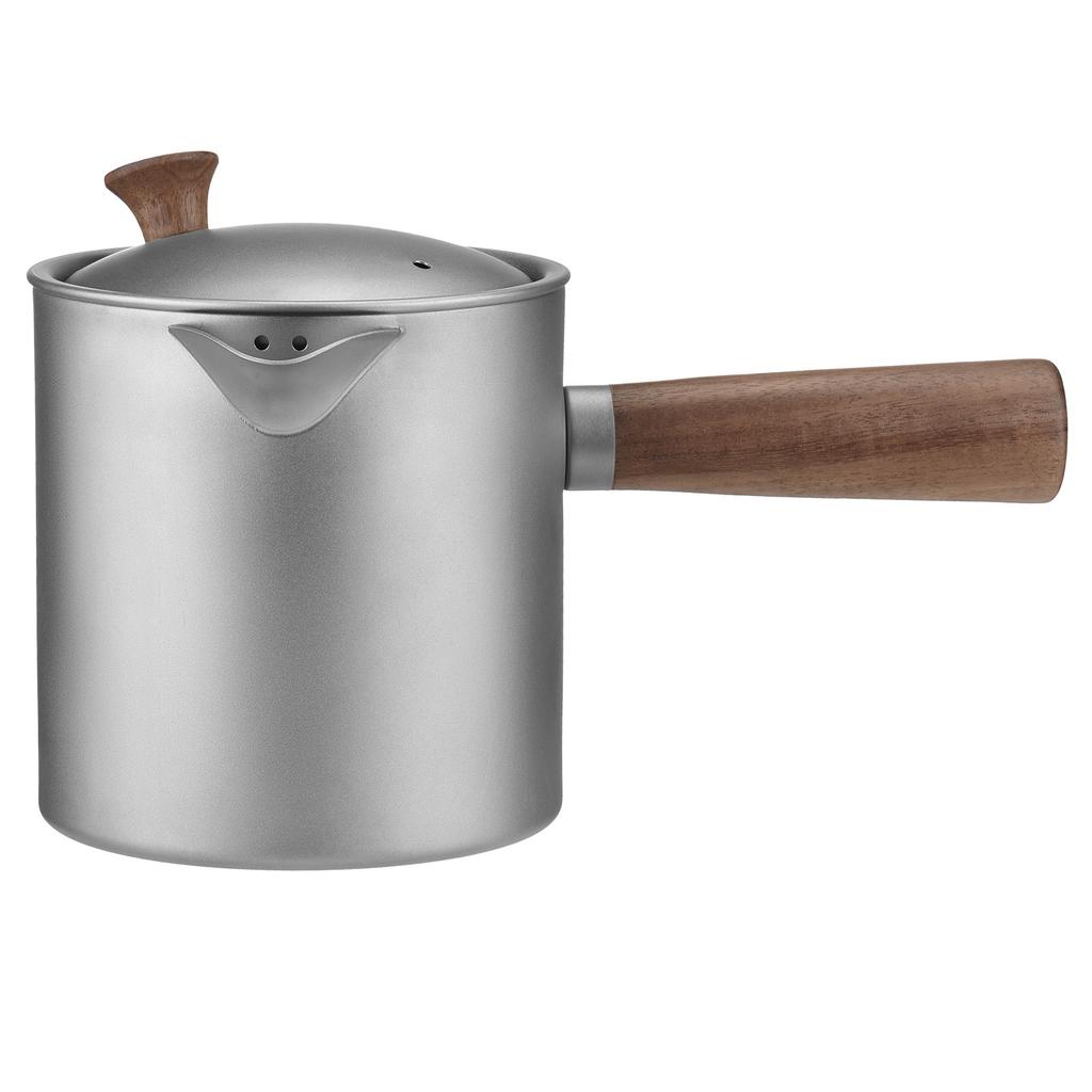 Camping Kettles for Boiling Water Side Wood Handle Ti Teapot Portable Outdoor Lightweight For Tea Brewing With Fine