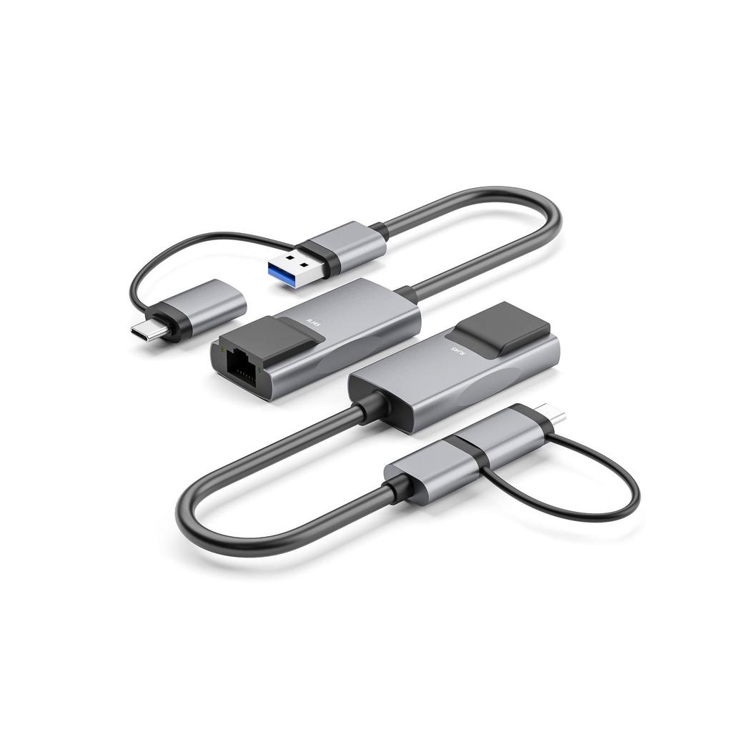 USB-C Aluminum Alloy Gigabit Ethernet Adapter with HUB