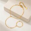 Stainless Steel Finger Ring Bracelet for Women, 18K Gold Plated Waterproof Hand Chain Tarnish Free