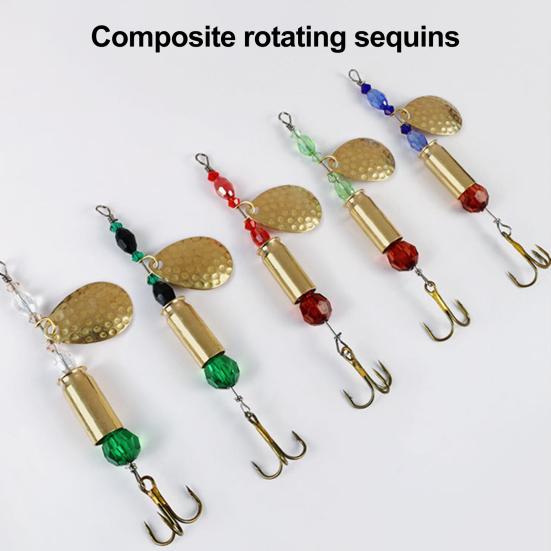 5Pcs Blade Rotating Spinner Metal Lures with Treble Hooks Streamlined Design Bright Colors Artificial Spoon Baits Freshwater Fishing Baits