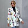 Vintage Letter Nepravidelný potisk Blazer Dámská bunda High Street Fashion Plus Size Elegantní Lady Coat Americký stylový