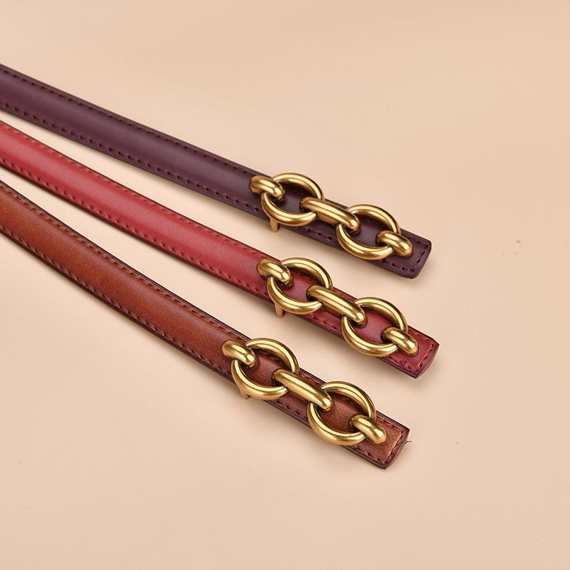 New Slim Fit Clothing for Women's Belt, Thin Belt, Korean Style Dress, Simple Smooth Buckle, Golden Student Trend