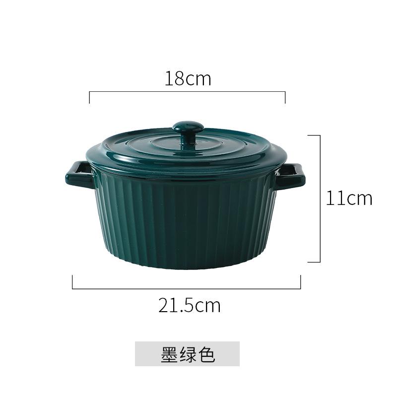 Direct Supply European Binaural Soup Bowl With Lid Large Student Instant Noodle Bowl Ceramic Large Bowl Soup Bowl Household Noodle Bowl