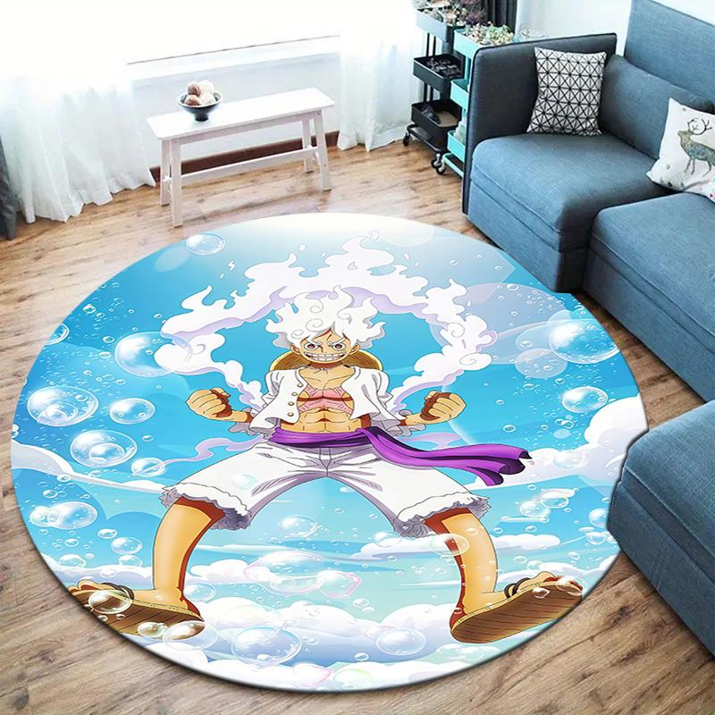 One Piece Gear Round Area Rug Carpet Rug For Living Room Bedroom Sofa Playroom Decor Nonslip Floor Mat