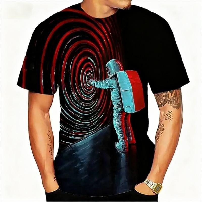 

3D Print Astronaut Pattern T-shirts Summer Casual Round neck Short Sleeve Funny Pattern Men s T-shirts 6XL