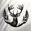Metal Deer Antler Wall Art, Laser Cut Deer Head Silhouette, Home Decor Metal Cutout, Unique Rustic Ornament