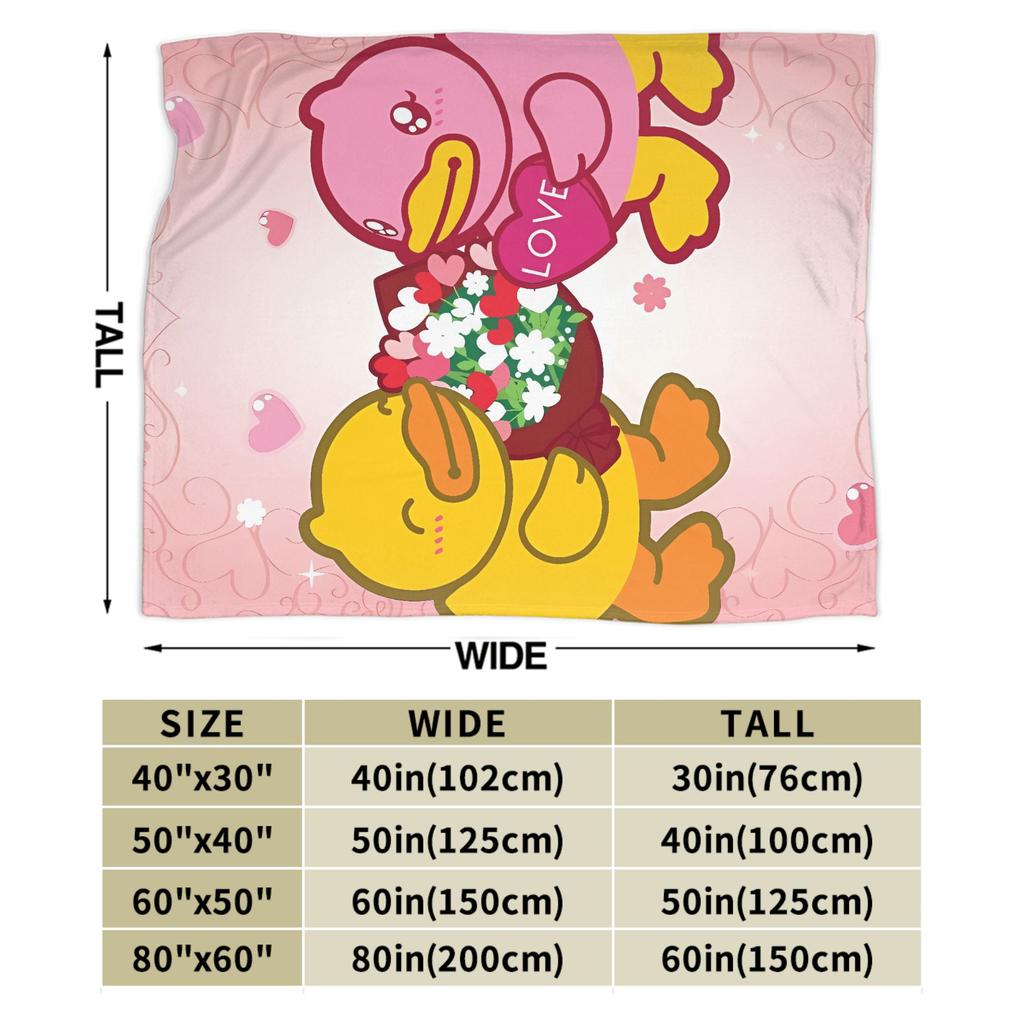 Yellow Duck Love Flannel Blankets Winter Soft Throw Blanket for Girls Boys Living Room Pattern Bedspread Sofa Bed Cover