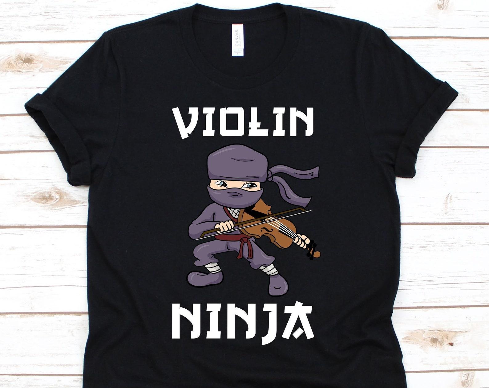 Violin Ninja Shirt, Violin Design, Fiddle Graphic, Bowed String Instrument, Musician Graphic, Music Lover, Ninja Lover Shirt, Violinist Gift S