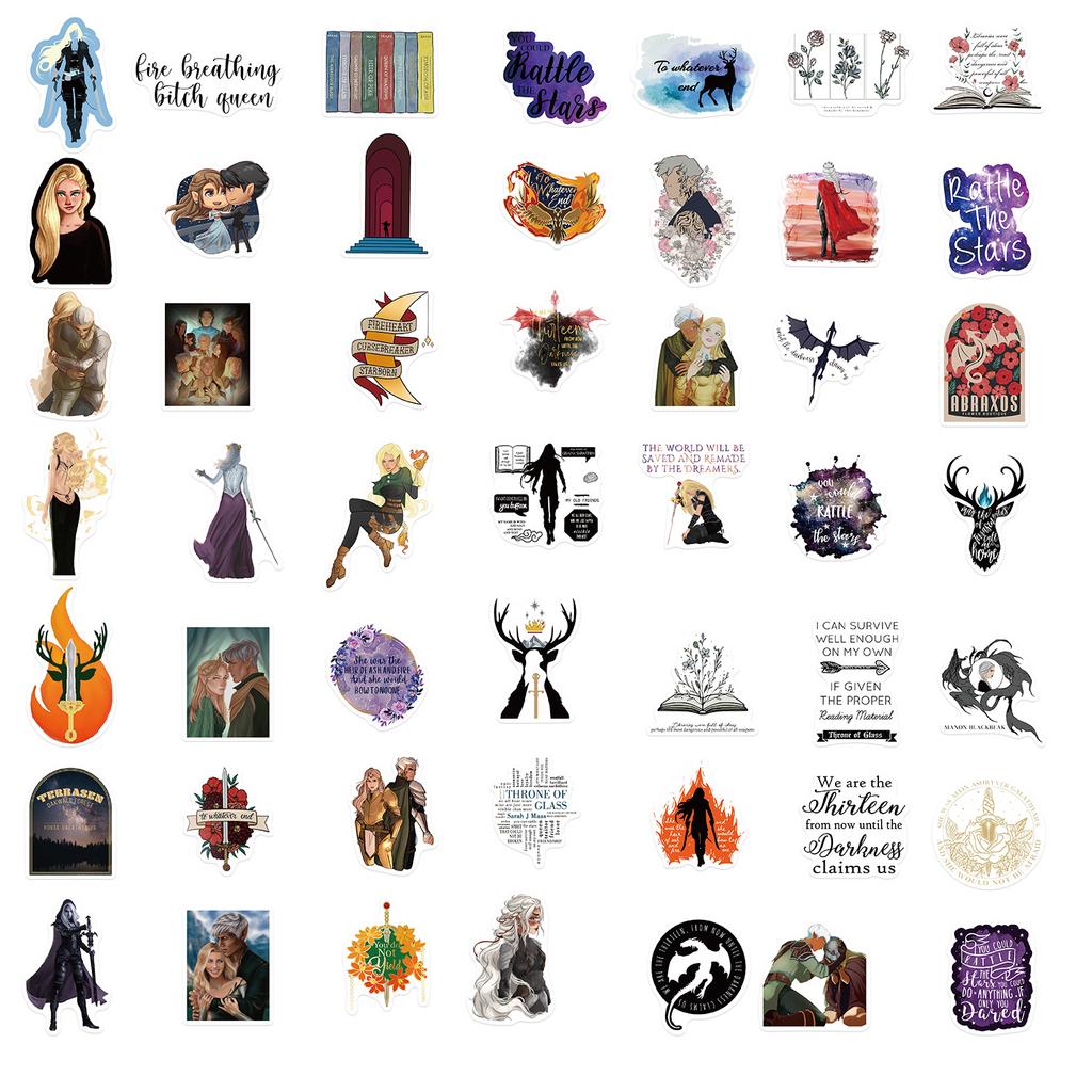 50 Reading Books Throne of Glass Graffiti Stickers Guitar Notebook Suitcase DIY Waterproof Stickers