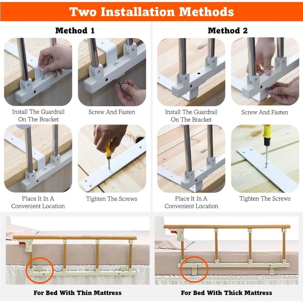Household Foldable Bed Guardrail Safety Assist Handle Elderly Bedridden Pregnancy Bed Railing Guard Rails