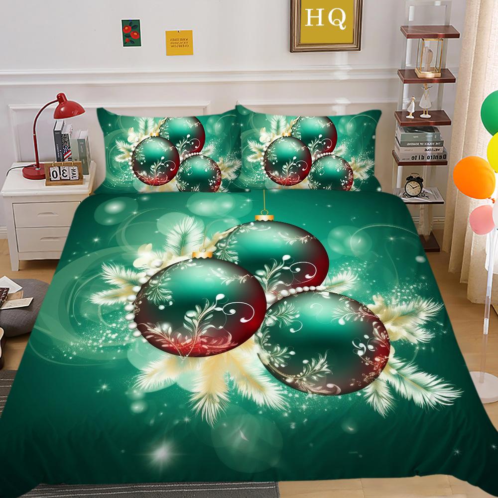 Christmas Digital Printing 3D Printing Polyester Pillowcase Quilt Cover Two Or Three-Piece Set