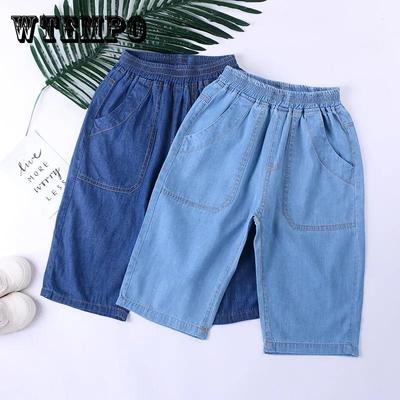Jungen Sommer Shorts Große Kinder Alle-spiel Dünne Weiche Denim Hosen kinder Lose Cropped Hose