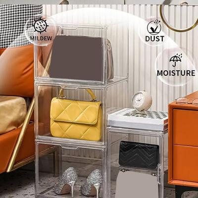 Clear Acrylic Display Case Storage Shelf with Removable Dividers Magnetic Door Transparent Design Easy Assembly Dustproof Storage Box
