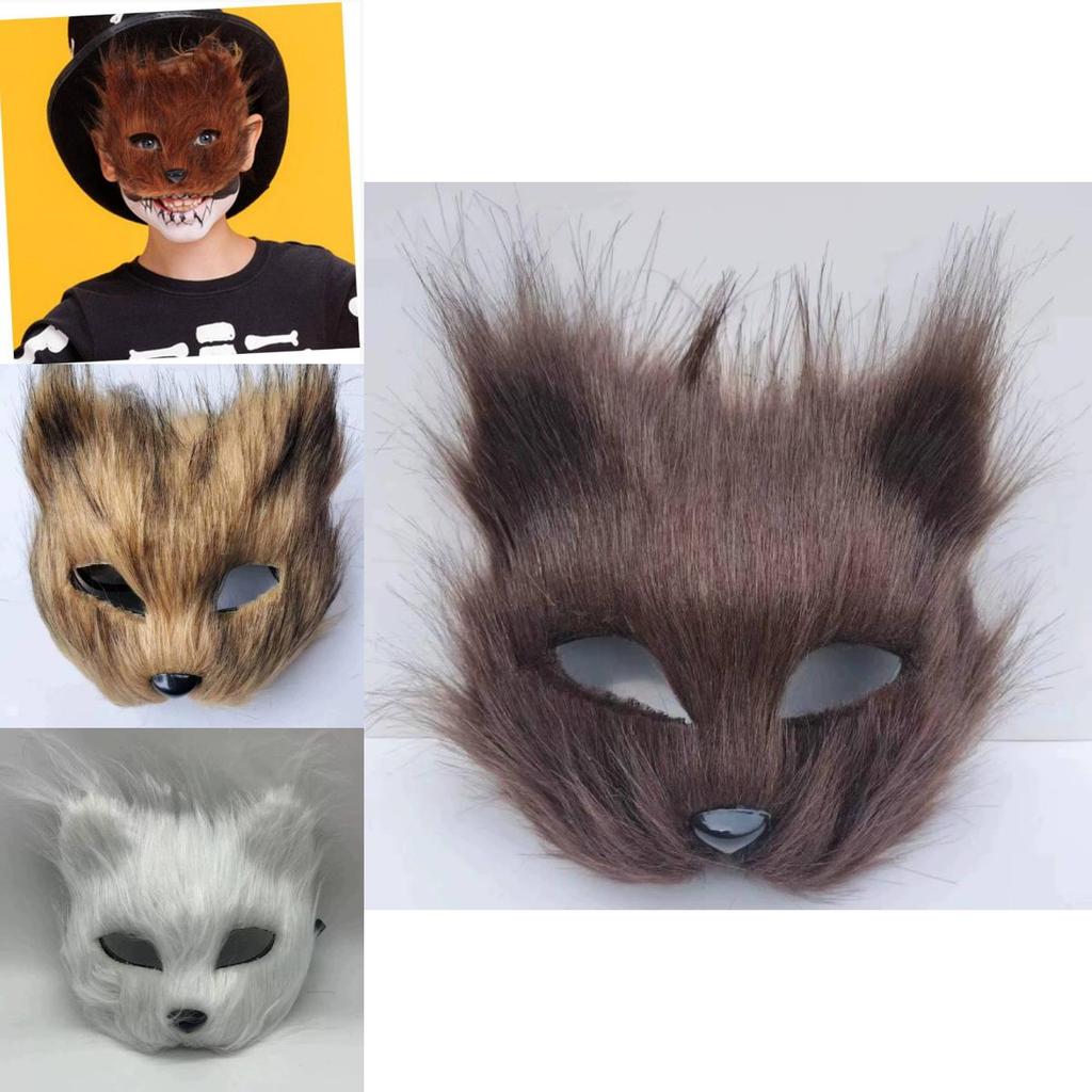 Fox Plush Half Mask With Features For Halloween Costume Parties And Cosplay Events