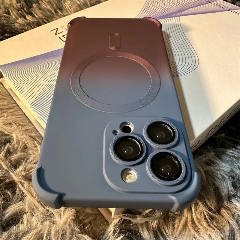

Градиентный магнитный чехол для телефона с беспроводной зарядкой для iPhone 14 13 11 15 Pro Max 14 Plus 11 противоударный защитный мягкий чехол для камеры For iPhone 13Pro Max